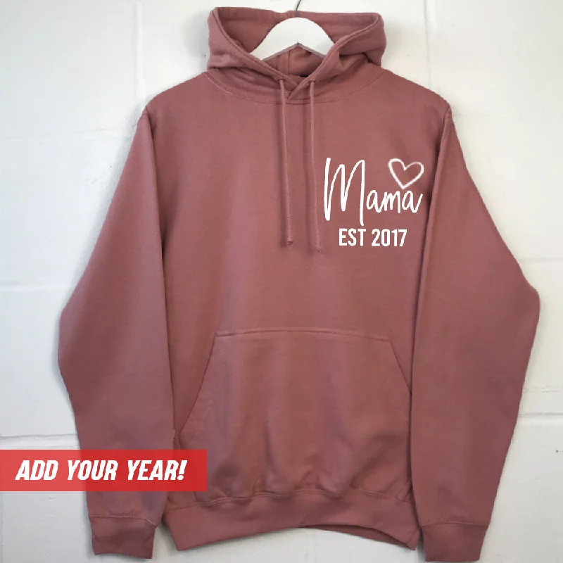 Personalised Mama Established Hoodie (MRK X) Hoodie with Hem Raw Edge Edgy Unfinished