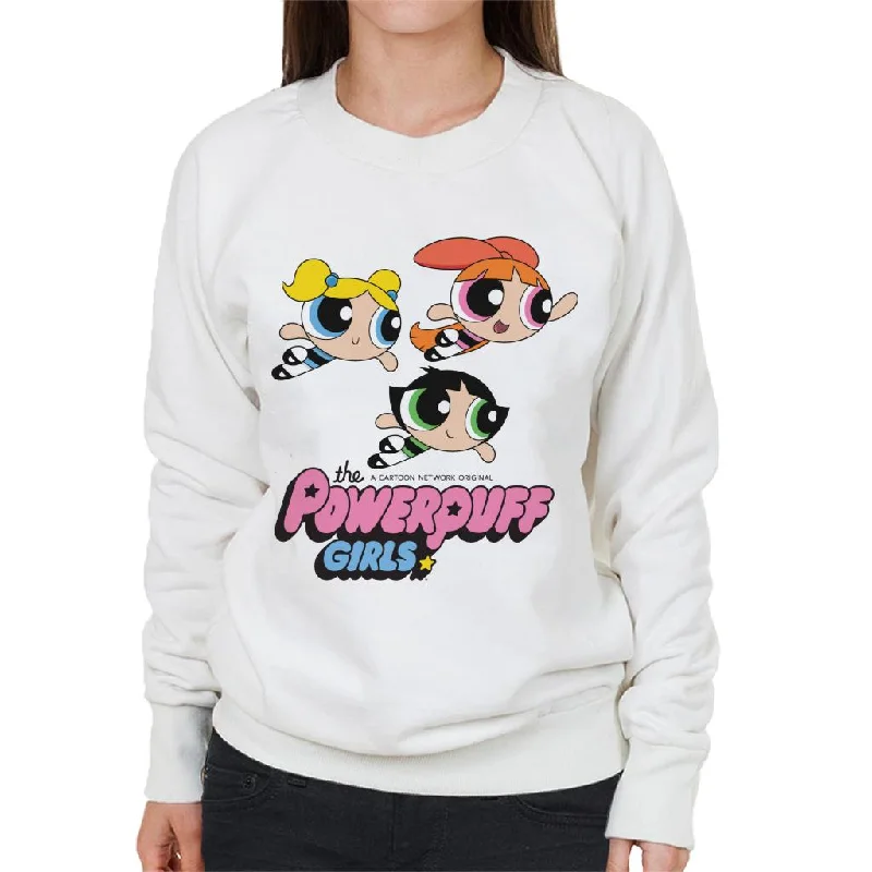 Powerpuff Girls Trio Smiling Flying Women's Sweatshirt Hoodie with Mesh Breathable Sporty