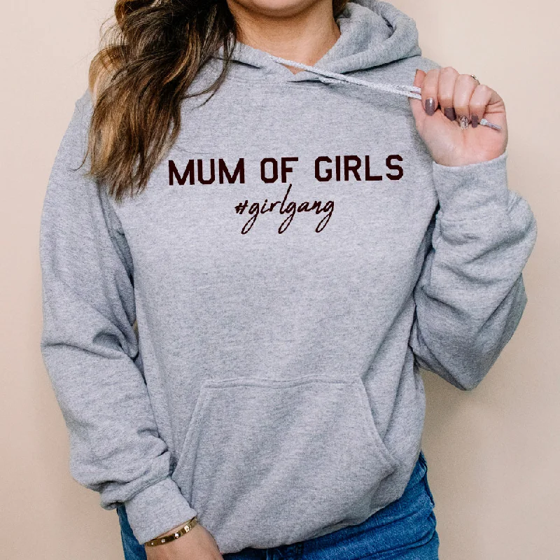 Mum of Girls (#GirlGang) Hoodie (MRK X) Hoodie with Elastic Waist Stretchable Comfortable