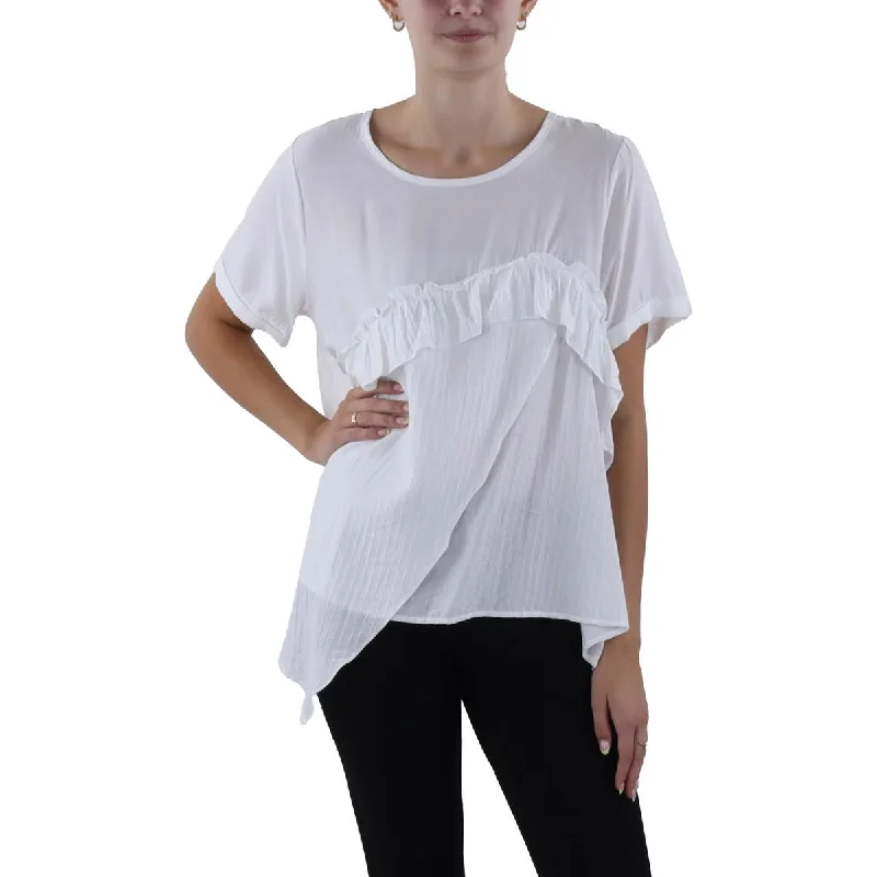 Womens Ruffled Asymmetric Blouse Smart Casual Blouse