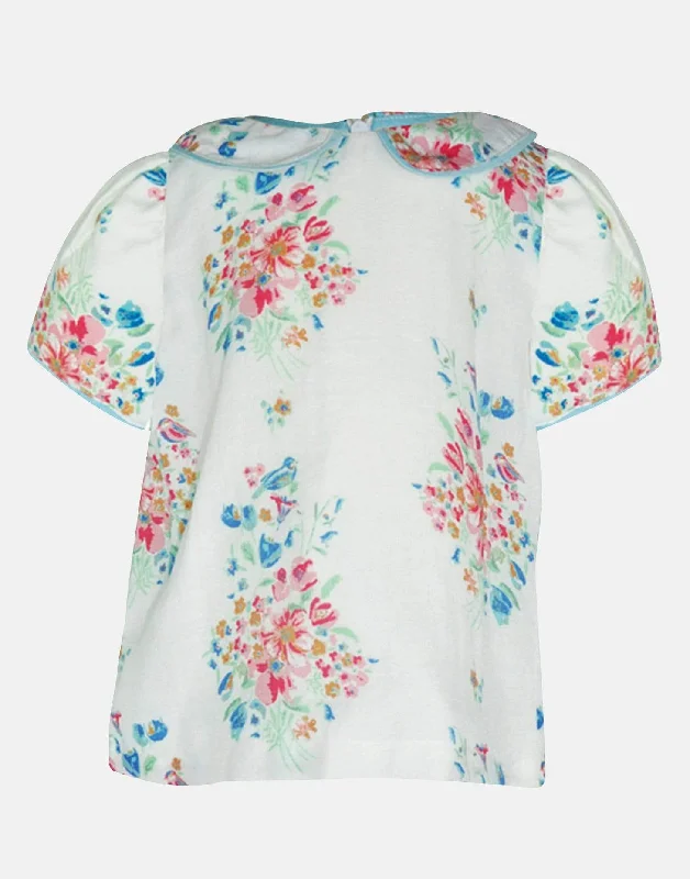 Neave: Floral blouse Drape Neck Blouse