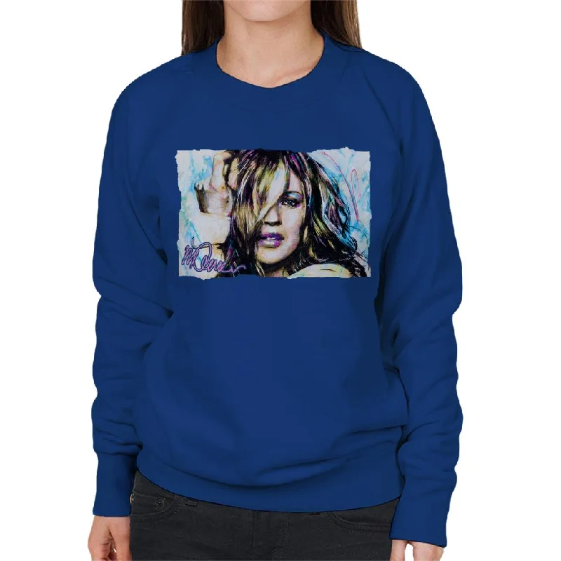 Sidney Maurer Original Portrait Of Model Kate Moss Women's Sweatshirt Hoodie with Typography Text Message