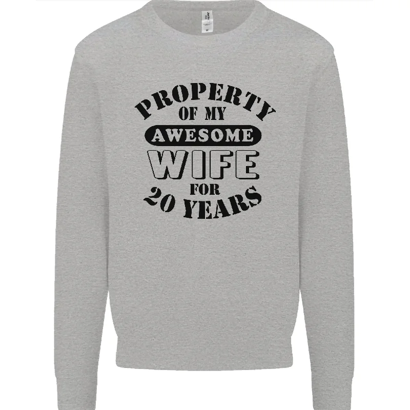 20th Wedding Anniversary 20 Year Funny Wife Mens Sweatshirt Jumper Hoodie with Lace Feminine Delicate