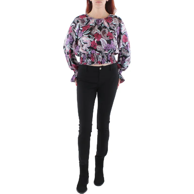 Womens Printed Office Blouse Floral Chiffon Blouse