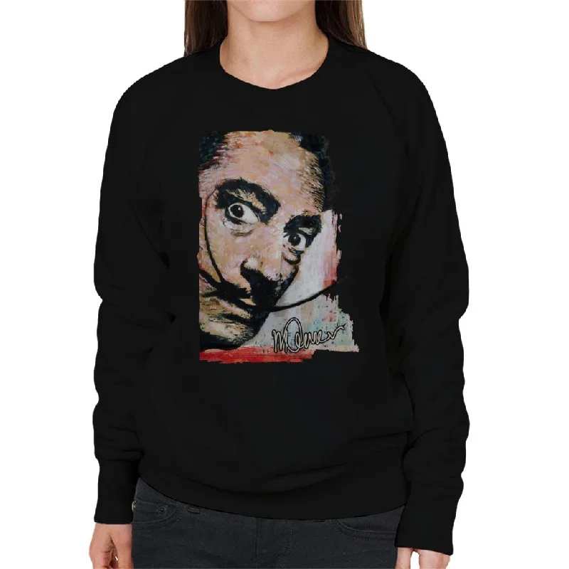 Sidney Maurer Original Portrait Of Salvador Dali Moustache Women's Sweatshirt Hoodie with V-Neck Classic Versatile