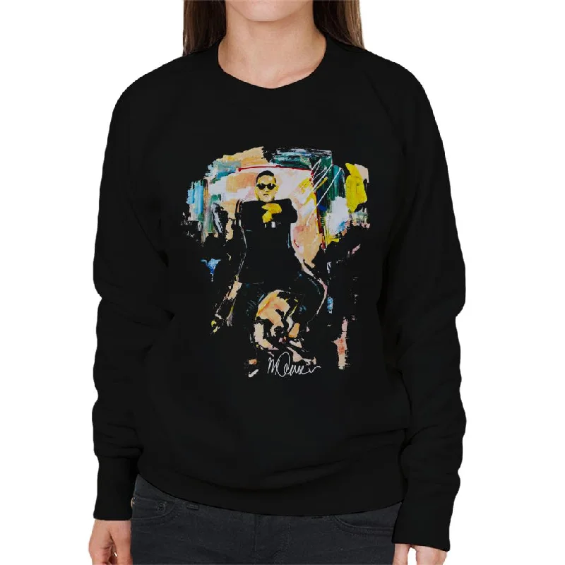 Sidney Maurer Original Portrait Of Psy Gangnam Style Women's Sweatshirt Zip Hoodie Drawstring Kangaroo Pocket