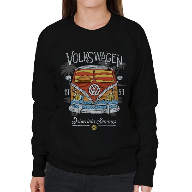 Volkswagen Drive Into Summer T1 Camper Women's Sweatshirt Hoodie with Reflective Safety Nightwear