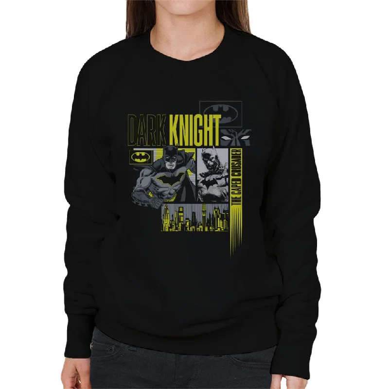 Batman Dark Knight Caped Crusader Montage Women's Sweatshirt Hoodie with Sequins Glamorous Eye-catching