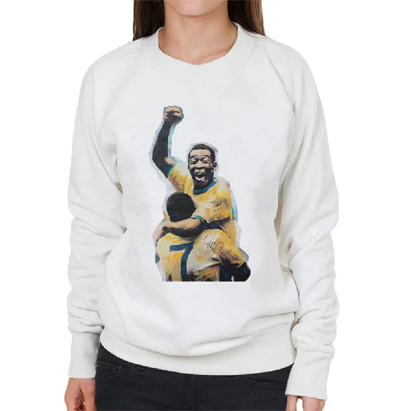 Sidney Maurer Original Portrait Of Pele Women's Sweatshirt Hoodie with Metallic Shiny Futuristic