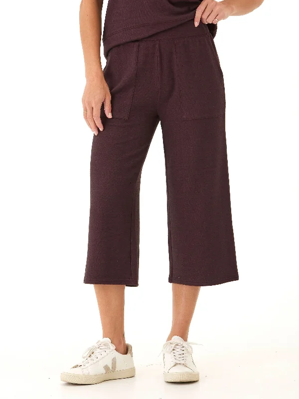 Beatrice Dream Fleece Wide Leg Capri Pant Fashionable Sporty Pants