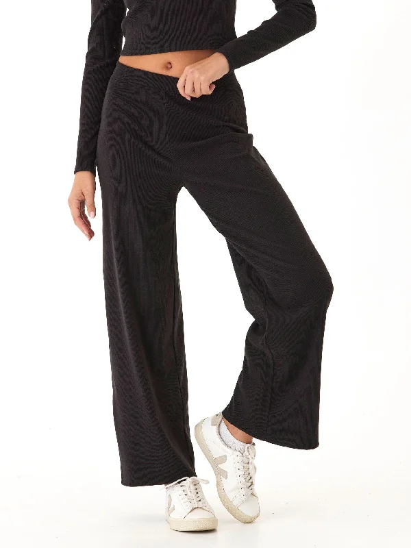 Sarina Brushed Performance Rib Wide Leg Pant Formal Slim Pants