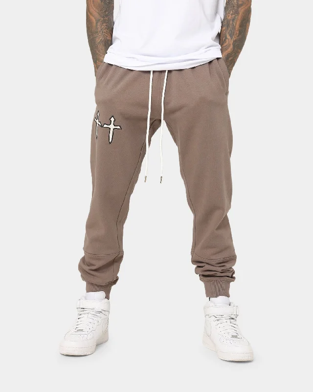 Saint Morta Graves Sweat Pants Dark Brown Trendy Velvet Pants