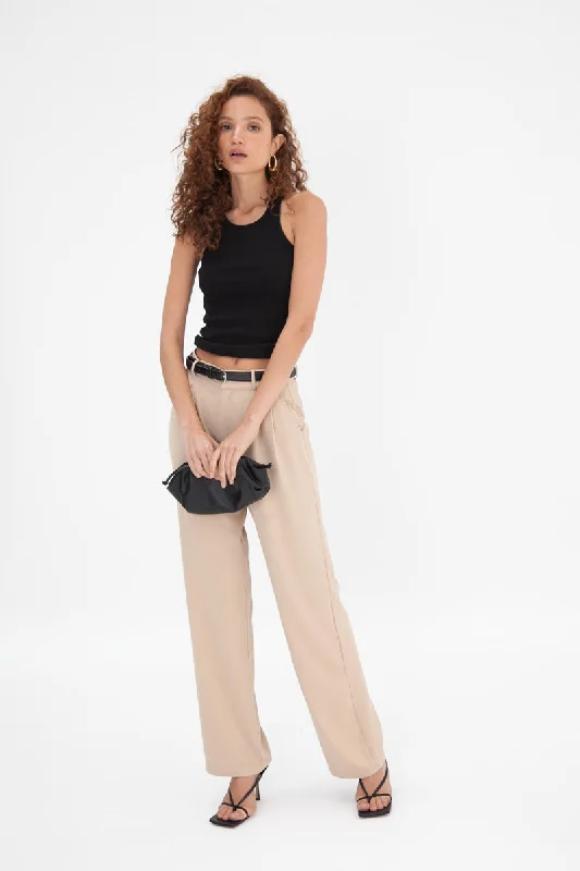 Malene Pants - Tan Cozy Maternity Pants