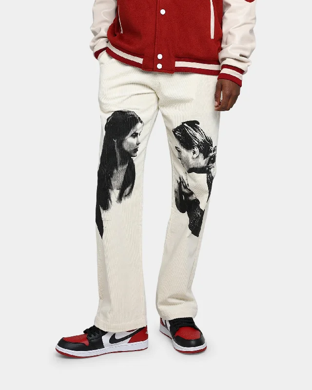 International Collective Lust For Love Corduroy Pants Off White Comfortable Jogging Pants