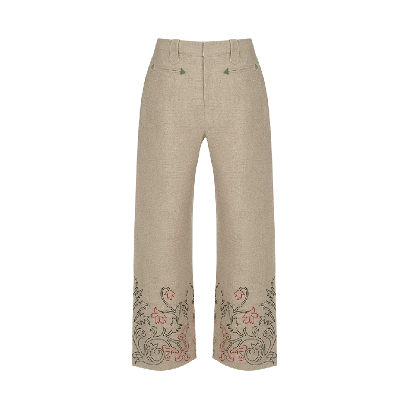 Embroidered Trumpetflower Pants Casual Yoga Pants