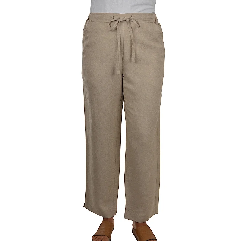 Thomas Cook Women's Shay Drawcord Linen Pants Taupe Modern Skinny Pants