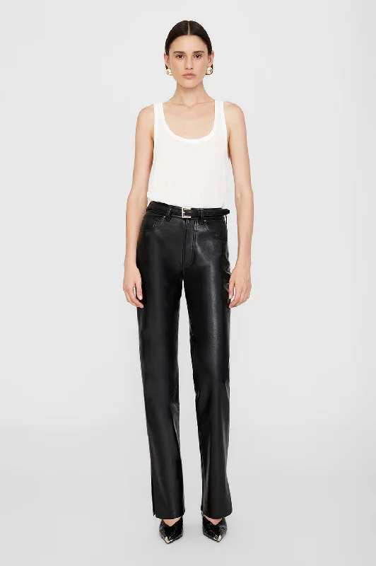 Roy Pant - Black Recycled Leather Casual Track Pants