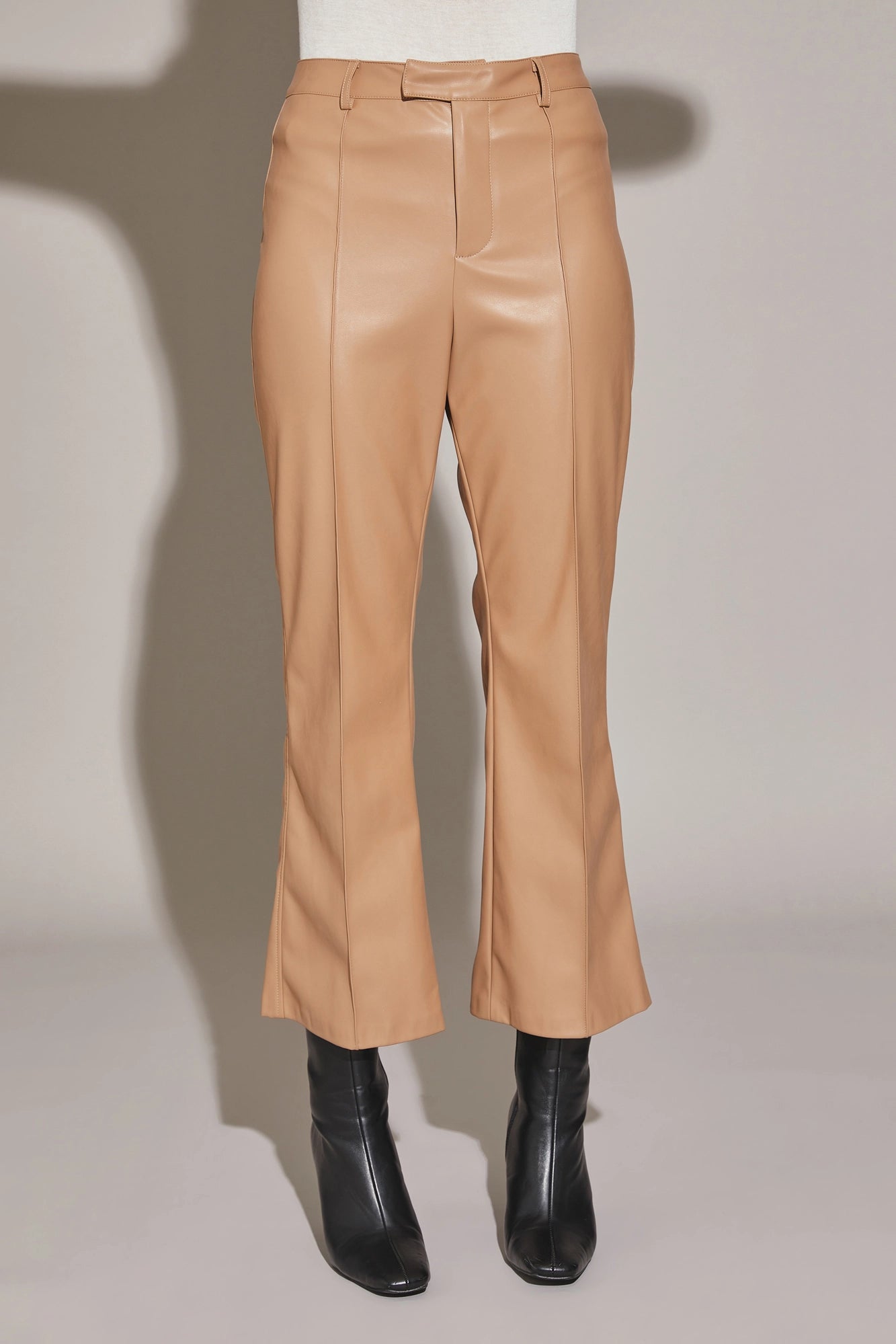 Vegan Leather Pintuck Ankle Pants Classic Pleated Pants