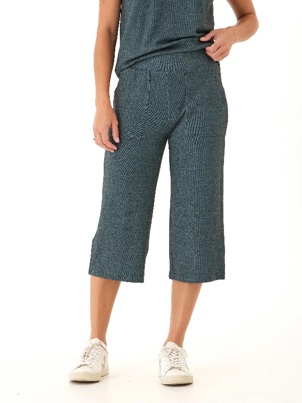 Beatrice Dream Fleece Wide Leg Capri Pant Relaxed Linen Pants