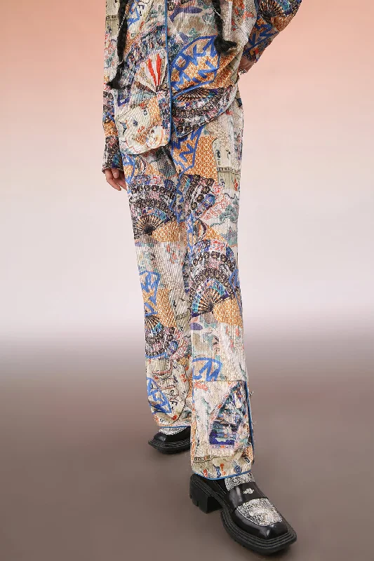 Mukzin | Printed Oversized Wide-Leg Pants Casual Track Pants