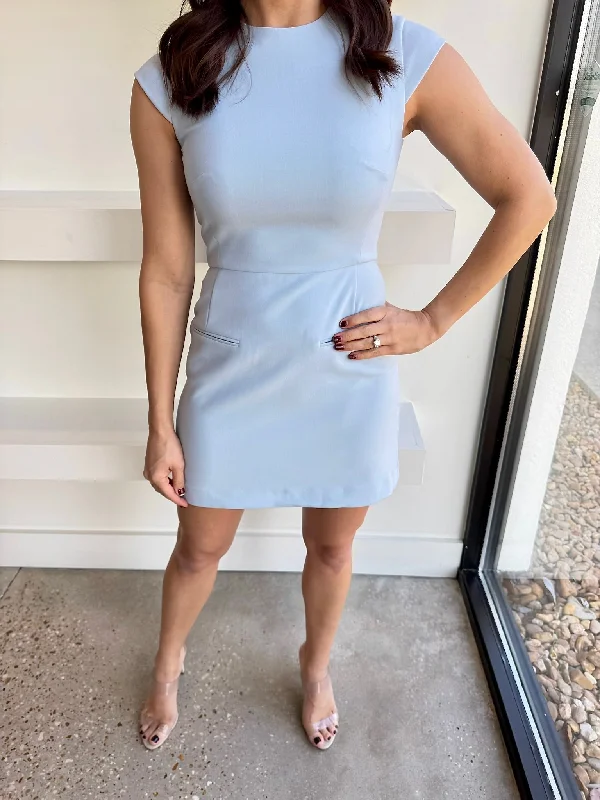 Cashmere Blue Whisper Mock Neck Dress