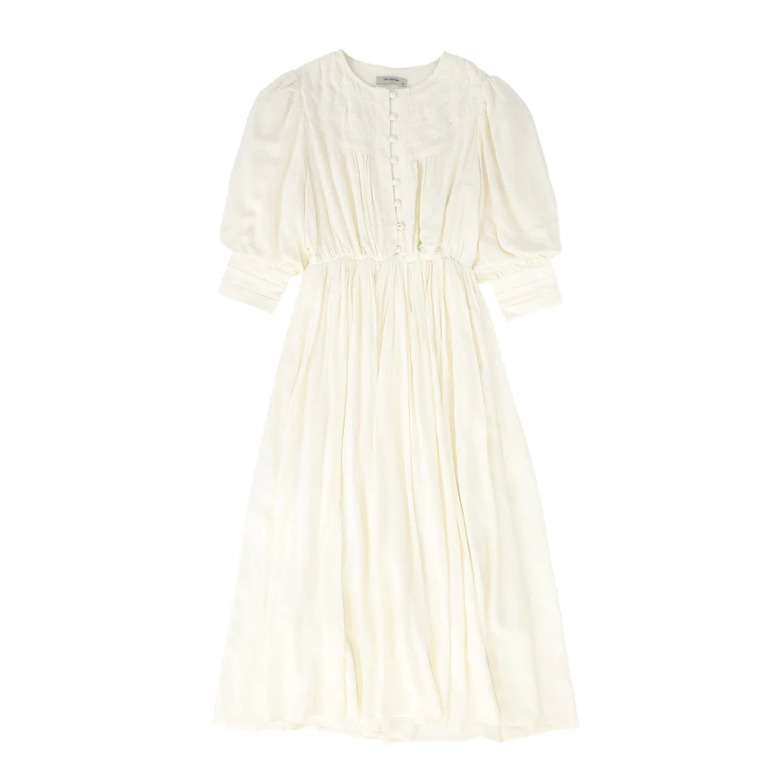 Valentina Beige Waisted Button Front Dress