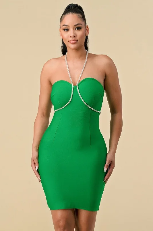 Crystal Halter Neck Dress