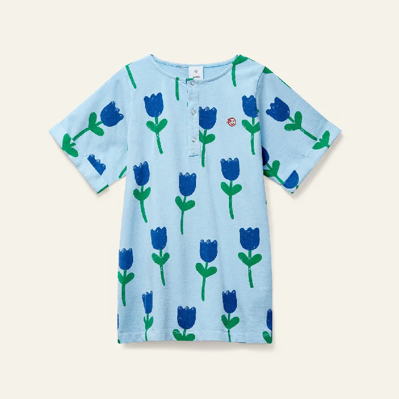 Wynken Bird Blue Tulips Onda Dress