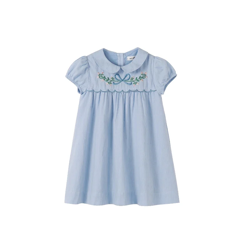 Nou Nelle Blue Scallop Embroidered Dress
