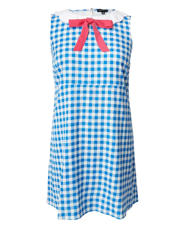 Smak Parlour Blue & White Gingham Bow Shift Dress | Blue and White Gingham