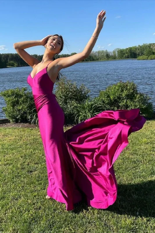Elegant Hot Pink Mermaid Long Prom Dress  C971