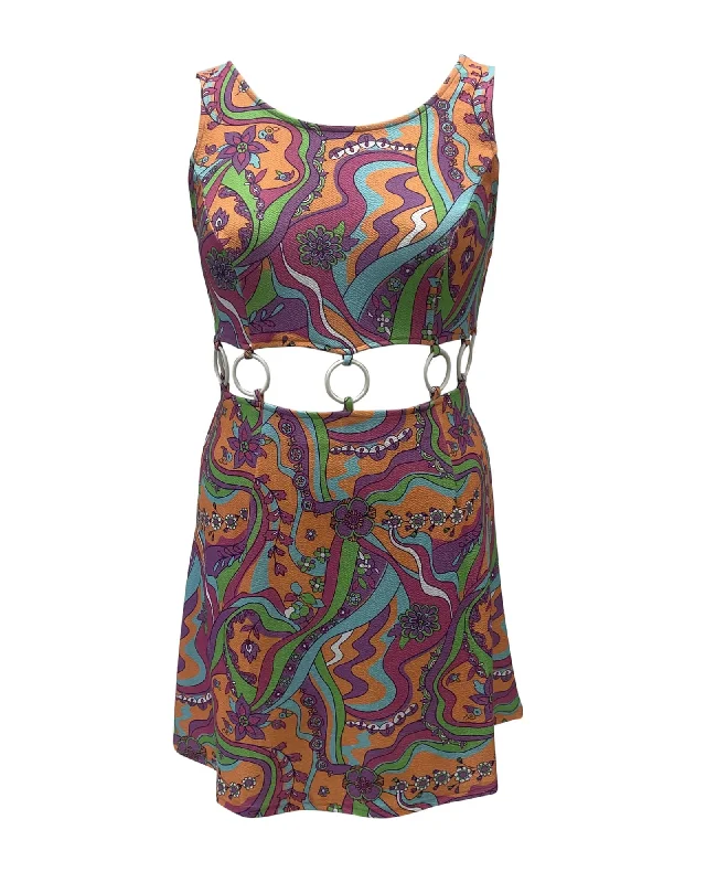 Smak Parlour Orange Wavy Daisy Gettin Groovy A-Line Dress | Orange Floral
