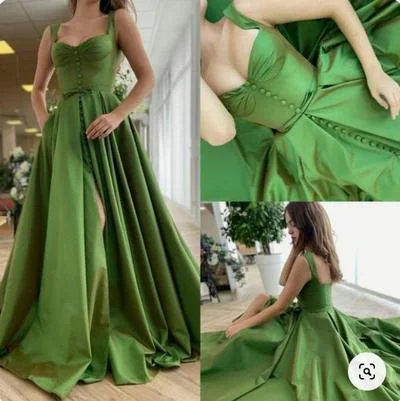 Green Sleeveless Prom Dress, Elegant Prom Dress C484
