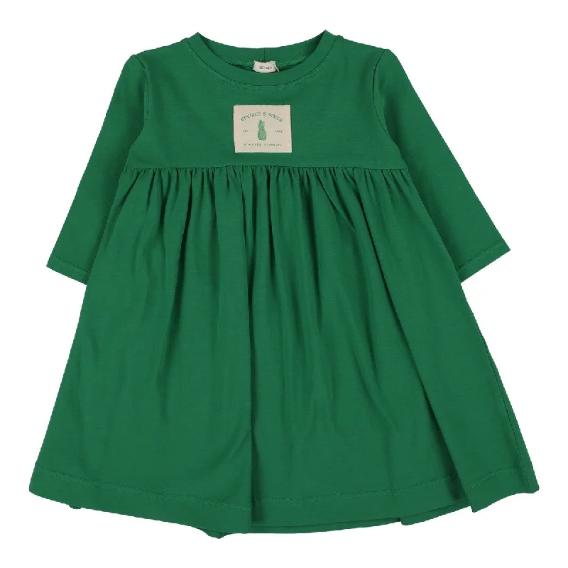 Lil Legs Green Three Quarter Sleeve Patch Dress