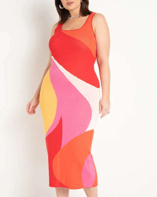 Intarsia Column Dress | Graphic Swirl