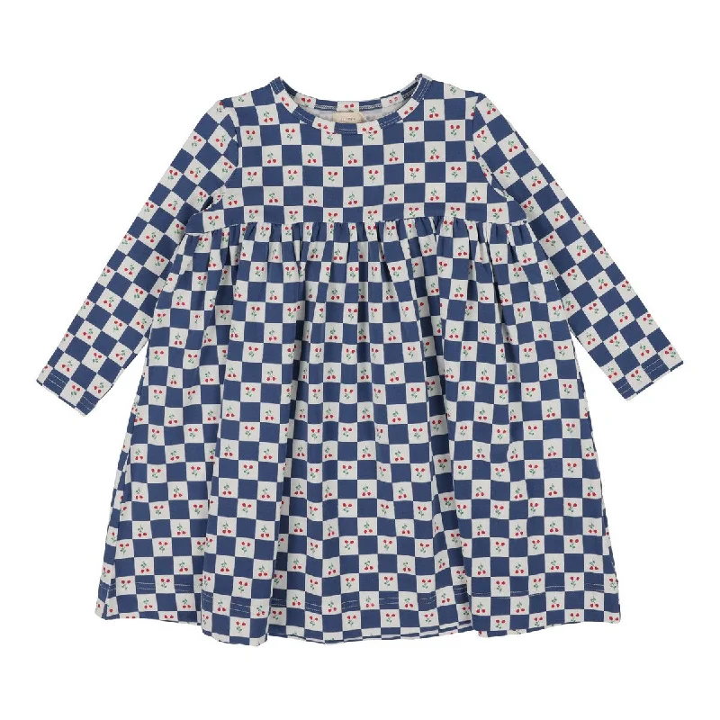 Lil Legs Tulip Print Checked Dress