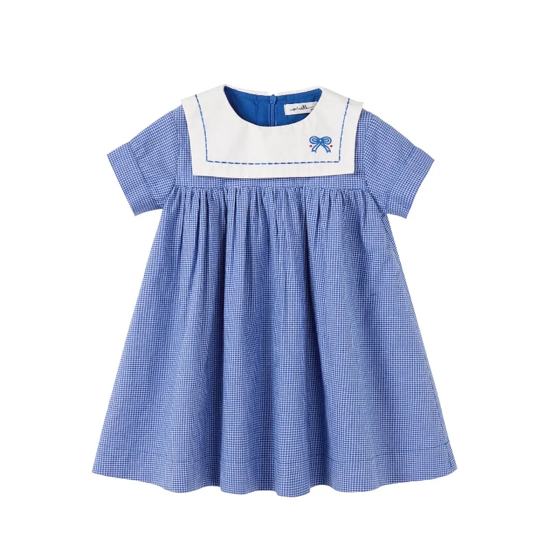 Nou Nelle Blue Bib Checkered Dress
