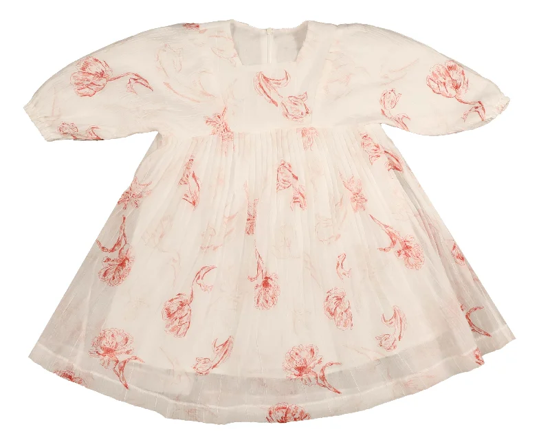 Noma Peach Floral Pleat Dress