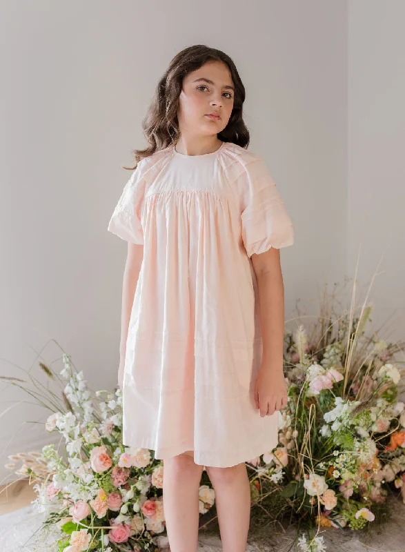 Steph Shell Pink Pleat Smock Voile Dress
