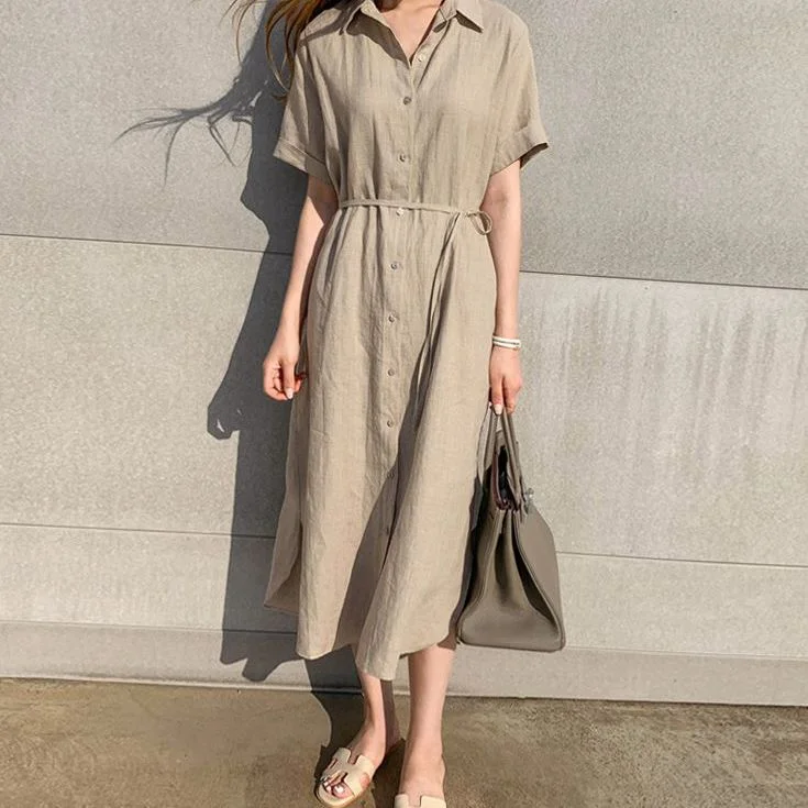 Julia Fashion - Casual Solid V-Neck Summer Dress