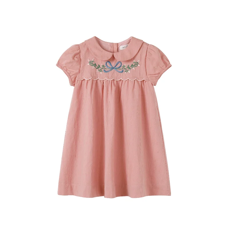 Nou Nelle Pink Scallop Embroidered Dress