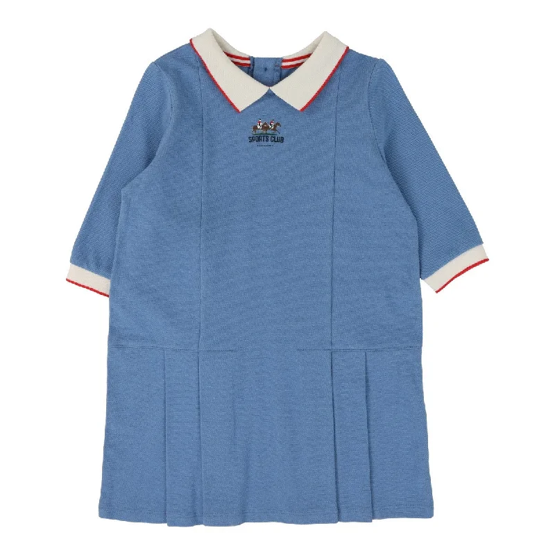 Analogie Light Blue Long Sleeve Pique Dress