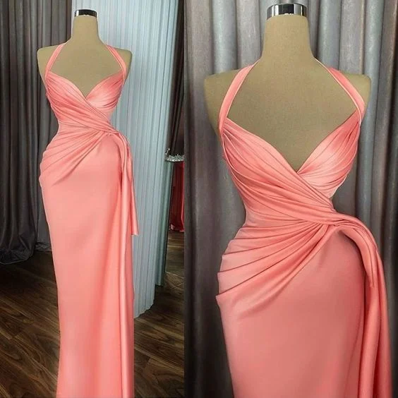 Peach Prom Dresses, Pleats Prom Dresses, Halter Prom Dresses, Satin Evening Dresses, New Arrival Prom Dresses, 2022 Prom Dresses,DS4996 Peach Prom Dresses, Pleats Prom Dresses, Halter Prom Dresses, Satin Evening Dresses, New Arrival Prom Dresses, 2022 Prom Dresses,DS4996