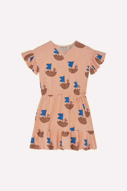 The Campamento Peach Sailor Allover Dress