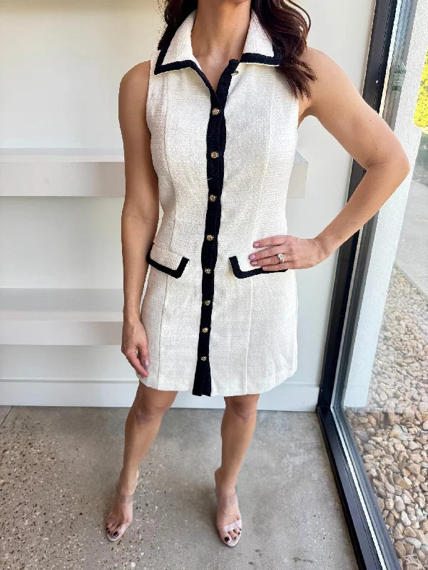 White/Black Jackie Button Down Dress