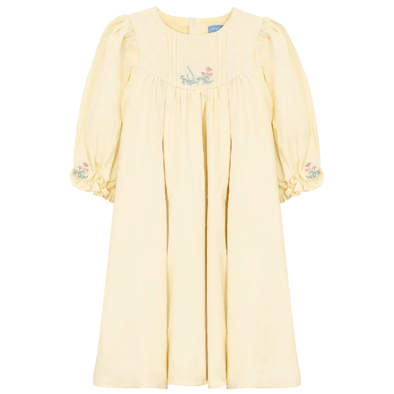 Pompomme Pale Banana Pintuck Dress