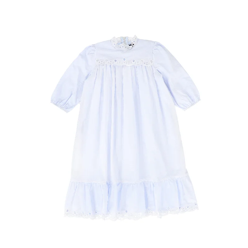 Bamboo Light Blue Eyelet Trim Dress
