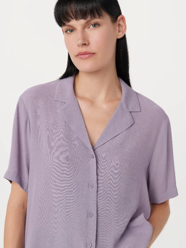 The Fluid Camp Collar Blouse in Slate Violet Lightweight Linen Blouse