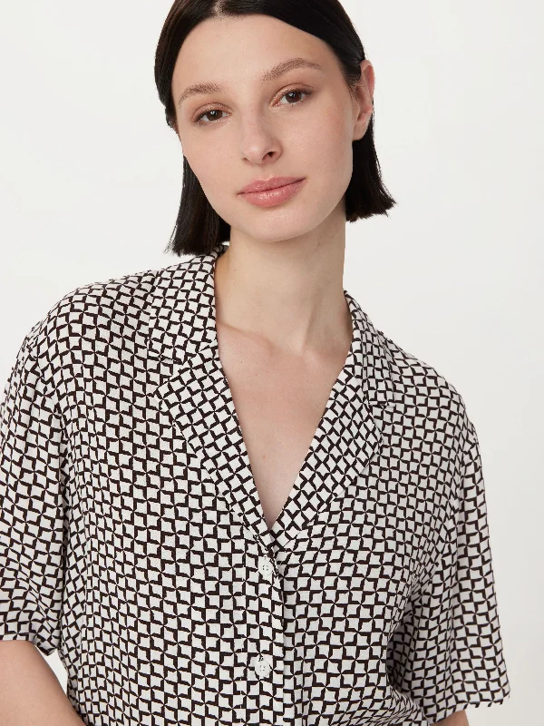 The Fluid Camp Collar Blouse in White Cotton Casual Blouse