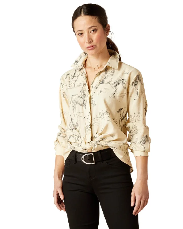 Ariat Womens Larkspur Blouse Balloon Sleeve Blouse